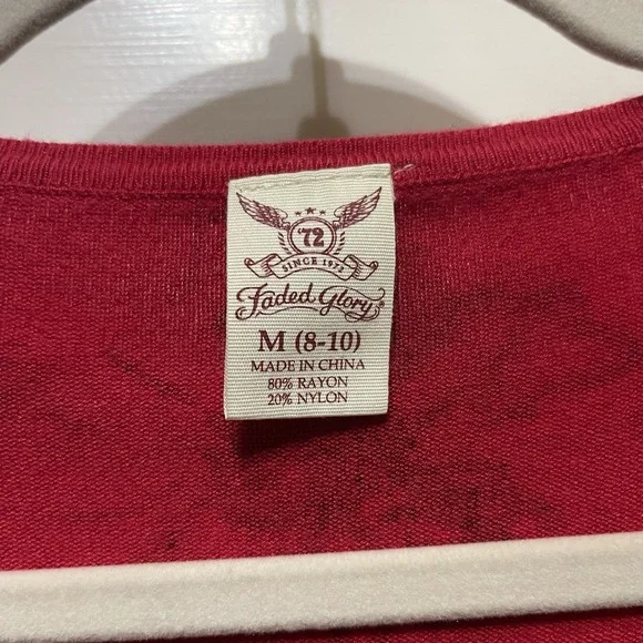 Faded Glory Red Sweater Med Valentine Weeked Office Light Weight Sweater - Picture 2 of 7